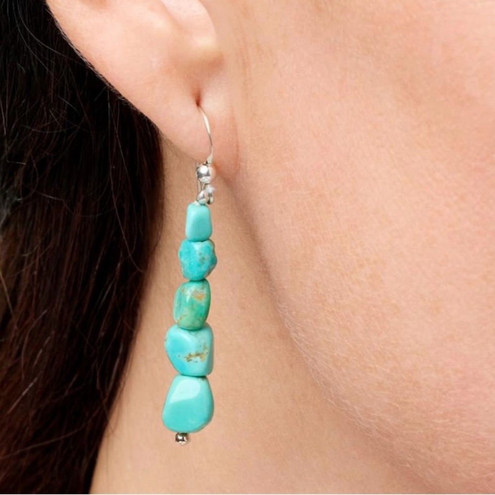 Peruvian Turquoise Bead Drop Earrings